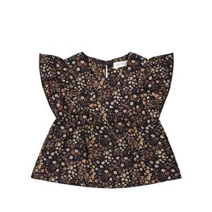 Jamie Kay Floral Kids Top - Black and Brown